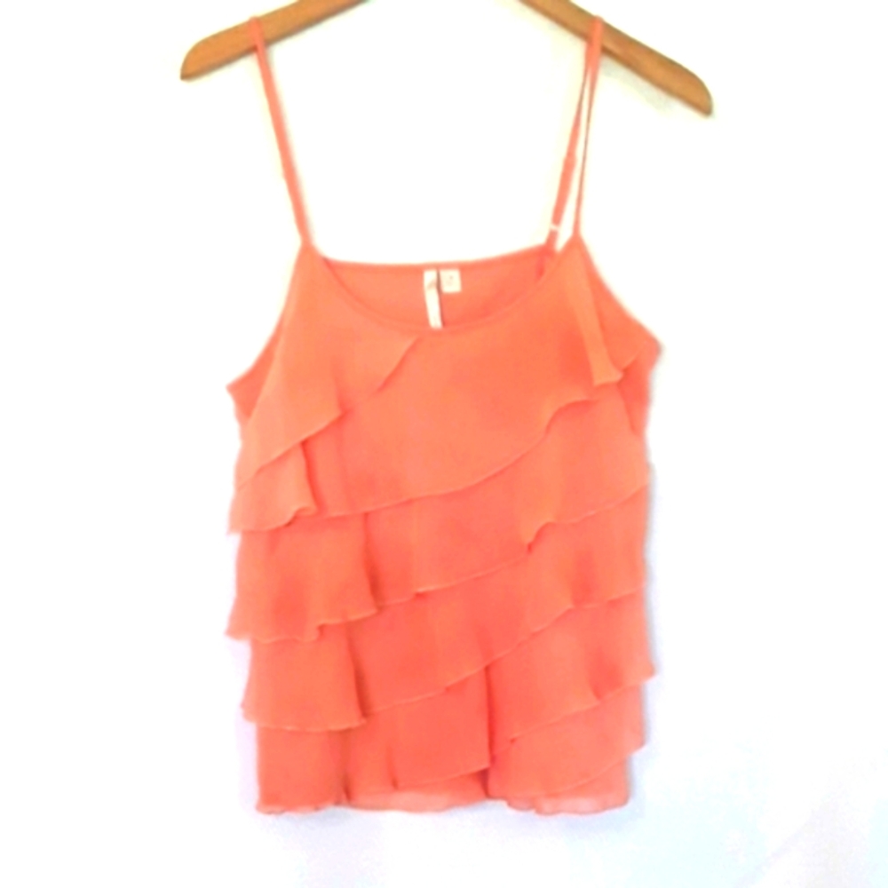 Lauren Conrad Peach Ruffle Blouse Tank Top Medium